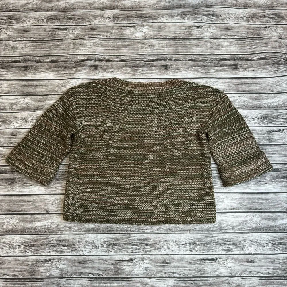 GAP Women's Short Sleeve Cropped Sweater XS Olive Earth Tone Boatneck Knit